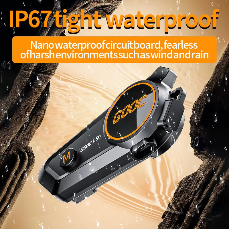 Bluetooth 5.3 Motorcycle Helmet Intercom Headset - Waterproof 300M Communication Speaker and Earphone