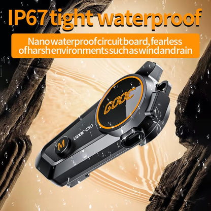 Bluetooth 5.3 Motorcycle Helmet Intercom Headset - Waterproof 300M Communication Speaker and Earphone